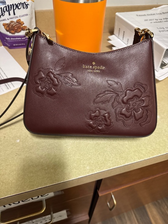 kate spade Handbags - kate spade burgundy embossed floral crossbody bag